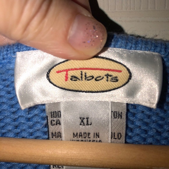 Talbots cotton sweater. Size XL. Vintage vneck shaker style sweater - Picture 4 of 10